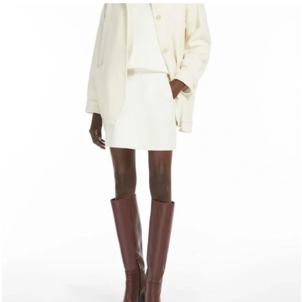 Cream Jacket and Skirt Set